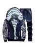 Men's Plus Size Camouflage Hooded Sweatshirt Sports Suit, Thickened Velvet, Autumn/Winter Korean Style Casual Wear