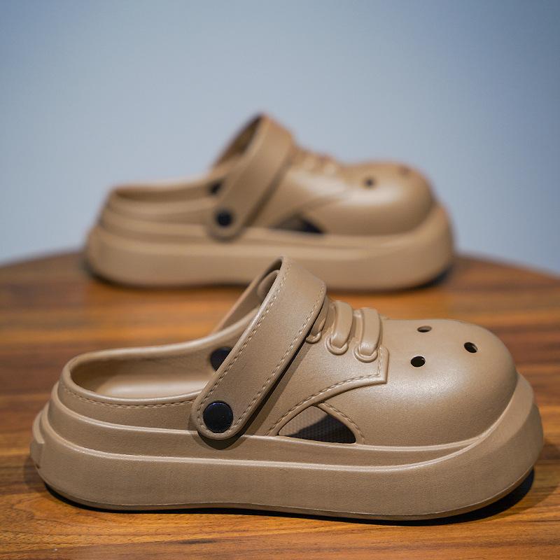 Fashion Couple'S Heightening Bag Head Hole Shoes Are Breathable, Light And Non-Slip, And Two Large-Size Slippers Are Worn Outdoors At Home.