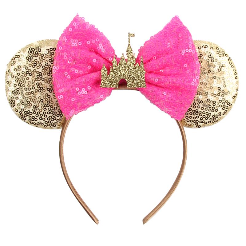 Disney Glänzendes Schloss Mausohren Stirnband Jungen Mädchen Festival Party Cosplay Haarband Frauen DIY Haarschmuck Cartoon Geschenk