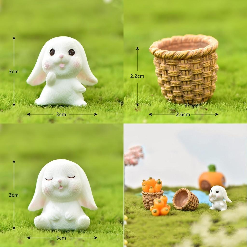 Charming Rabbit Eat Carrot Diy Resin Figurine For Exquisite Micro Landscape Decoration