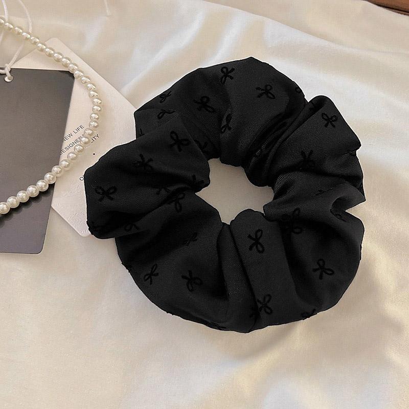 Y2K Eleganter Druck Schleife Herz Punktmuster Haargummis Seil Damen Große Größe Scrunchies Grau Schwarz Haarband Pferdeschwanzhalter Kopfschmuck