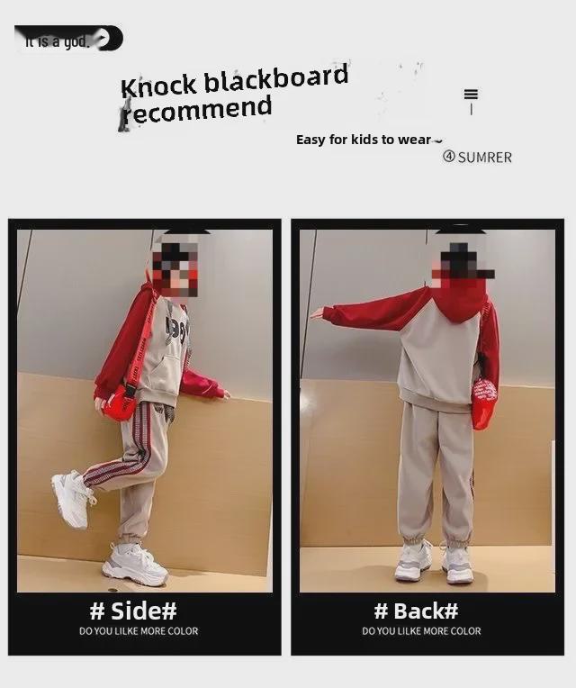 2024 Girls' Korean Casual Spring/Autumn Letter Sweatshirt & Striped Pant Set - Stylish Two-Piece for Kids