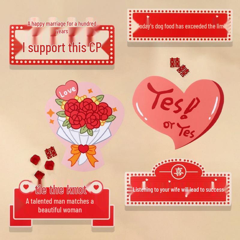 Bridal Party Wedding Photo Props: Bride, Bridesmaid & Groomsman Handheld Signs for Group Photos & Proposal Games