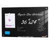 Magnetic Glass Whiteboard, Dry Erase Board 36"x24", Wall-Mounted Large White Glassboard Frameless, with Marker Tray, an Eraser and 2 Markers, Black