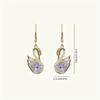 Luxurious and Elegant Golden Swan Earrings, Dazzling, Synthetic Crystal, Suitable for Daily Wear, Parties and Gifts