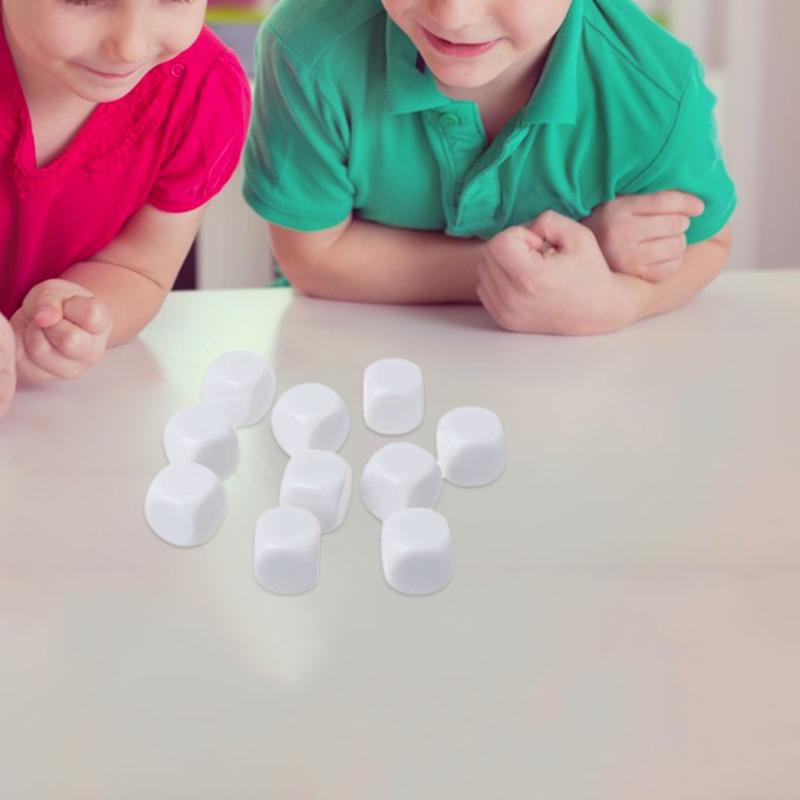 10Pcs/pack Dices Set Acrylic White Dices Teaching Props Game Accessories Mathematical Tools Round Corner Dices Set