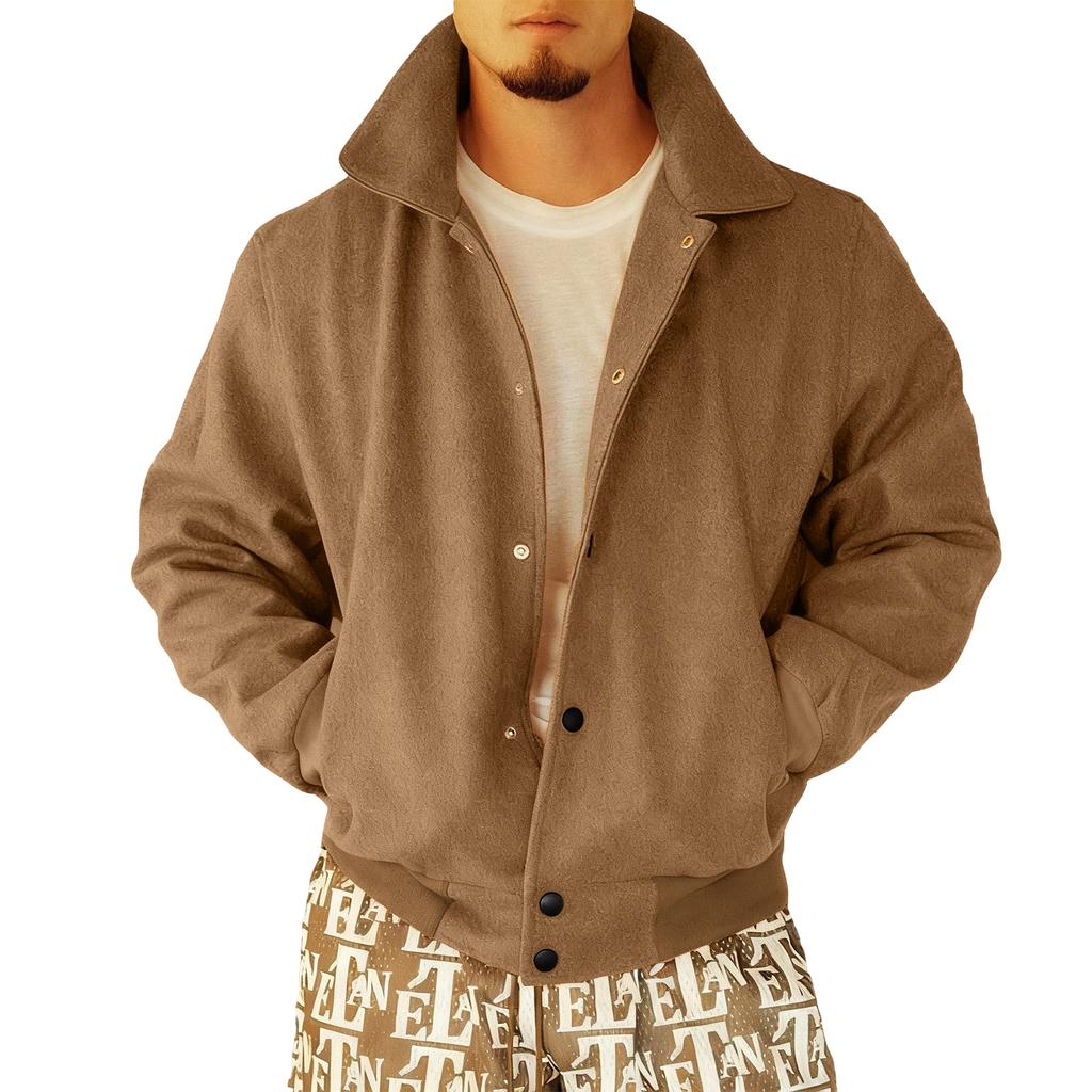 Men's Fall Suede Lapel Loose Drop Shoulder Solid Color Jacket Leather Biker Jacket Men Mens