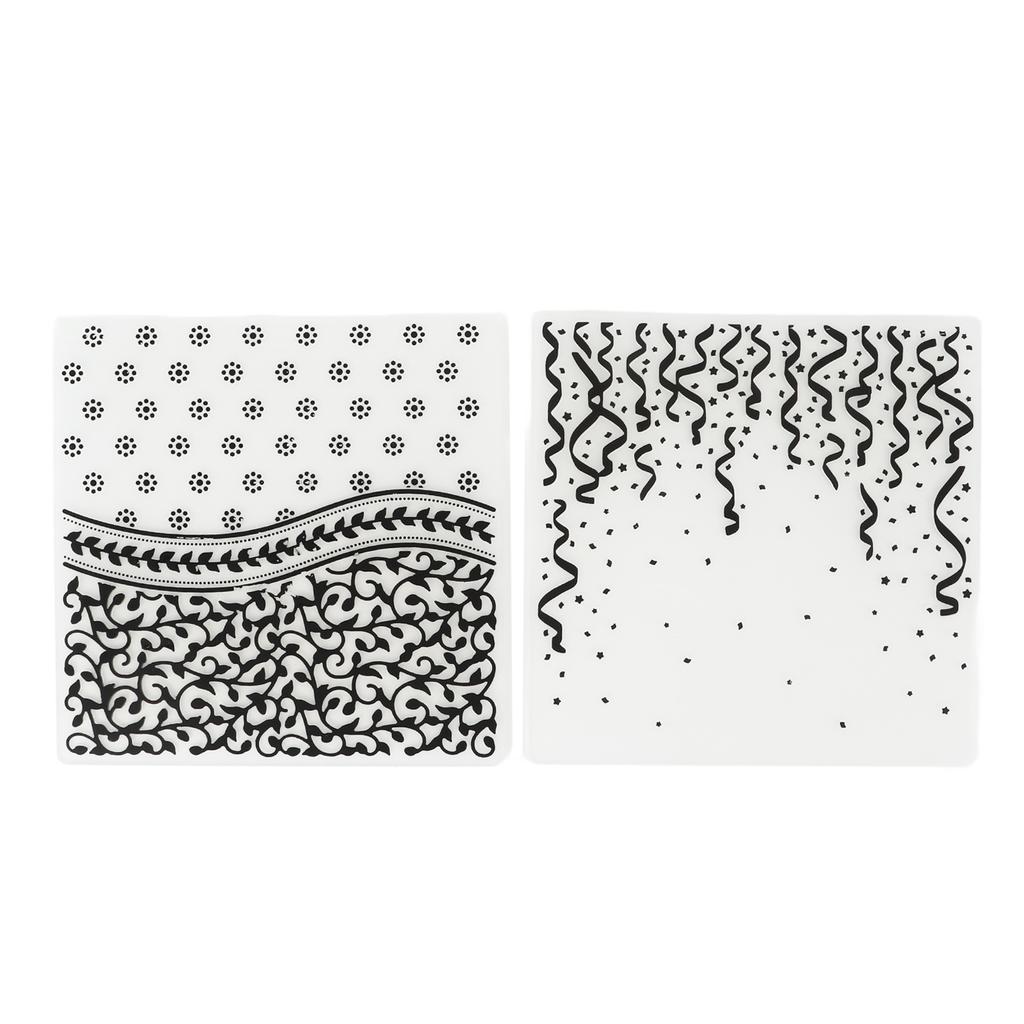 2pcs Embossing Folders Embossed Texture 15.1x15.1cm 5.9x5.9in Decorative Plastic Embossing Stencils for DIY Paper Craft