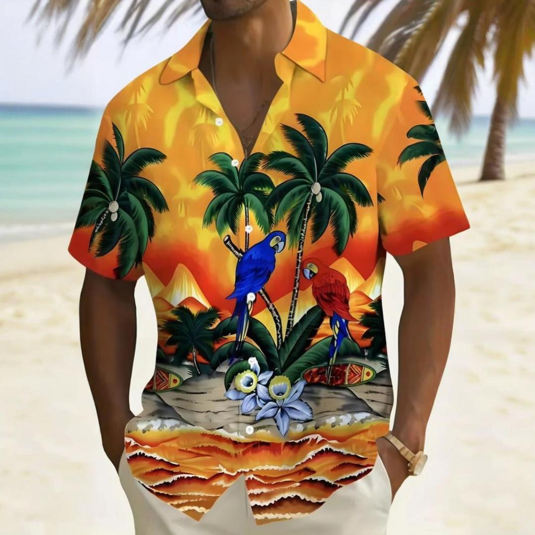 

Outdoor Shirt Short Sleeve Summer Beach Wind Casual Tops Shirt Landscape Printed Pattern Large OverSize Loose Men s Clothing S
