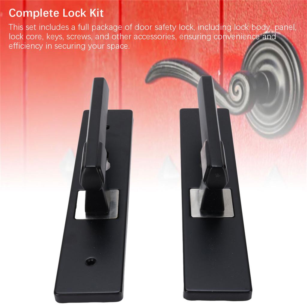 Wewnętrzna klamka do drzwi z zamkiem i kluczami Cicha klamka z łożyskami Klamka ze stopu aluminium Klamka do drzwi do łazienki sypialni Czarna