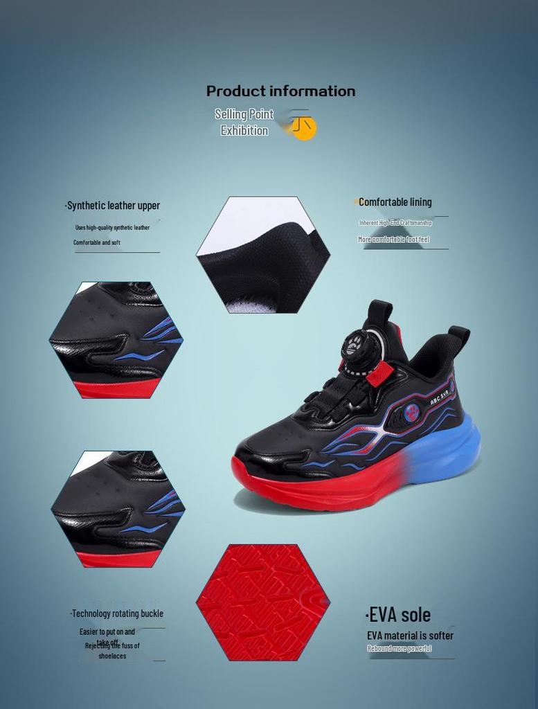 2025 Boys' Non-Slip Leather Basketball Shoes for Older Children & Primary School – Autumn/Winter Style for Running