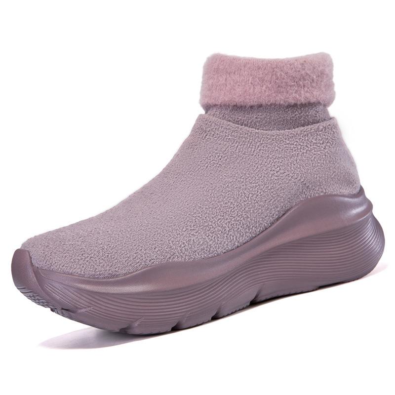 Couple large size warm fly weaving thickened sports running thick sole heightening versatile casual shoes socks shoes cotton shoes