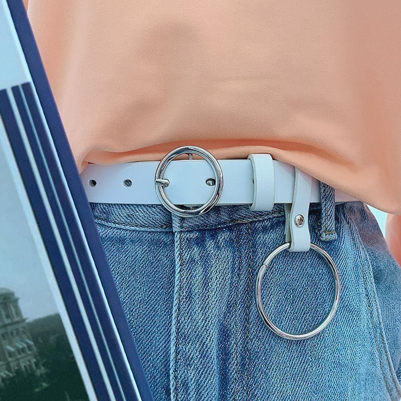 Stylish Womens No-hole Decorative Jeans Belt In Black Versatile Fashion Accessory