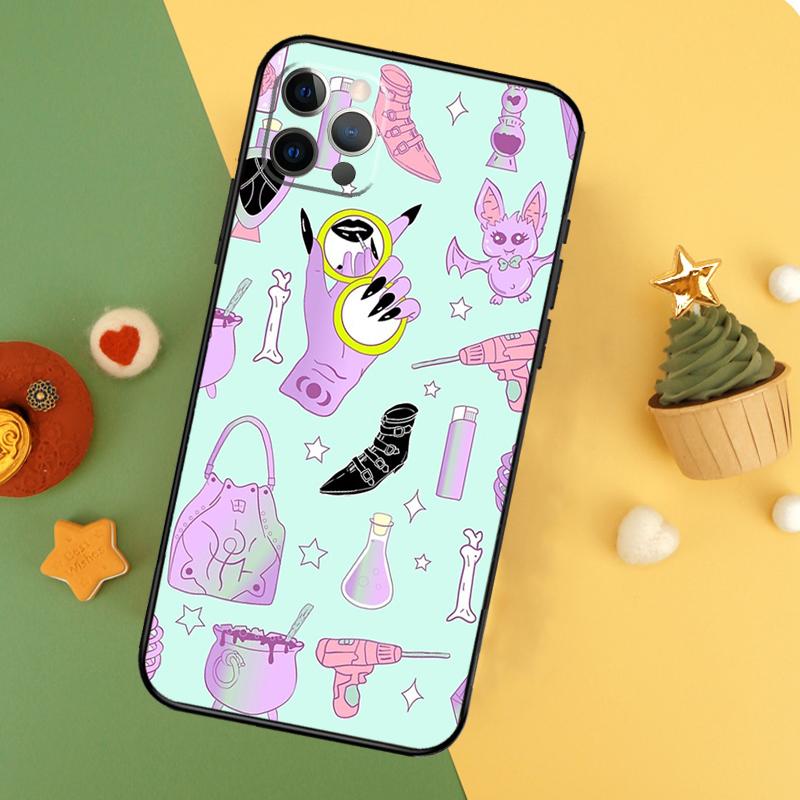 Pastel Goth Witchy Funda For iPhone 11 12 13 14 16 15 Pro Max Mini XS Max X XR SE2 7 8 14 16 15 Plus Phone Case