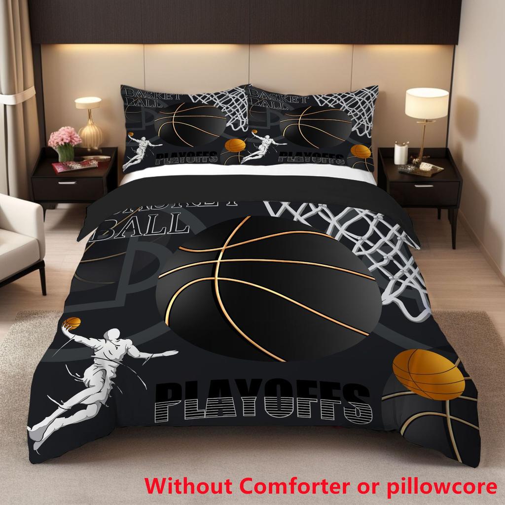 Sports Basketball Bed Three-Piece Set Custom 3D Digital Printing Polyester Abraded Bed Sheet Quilt Cover