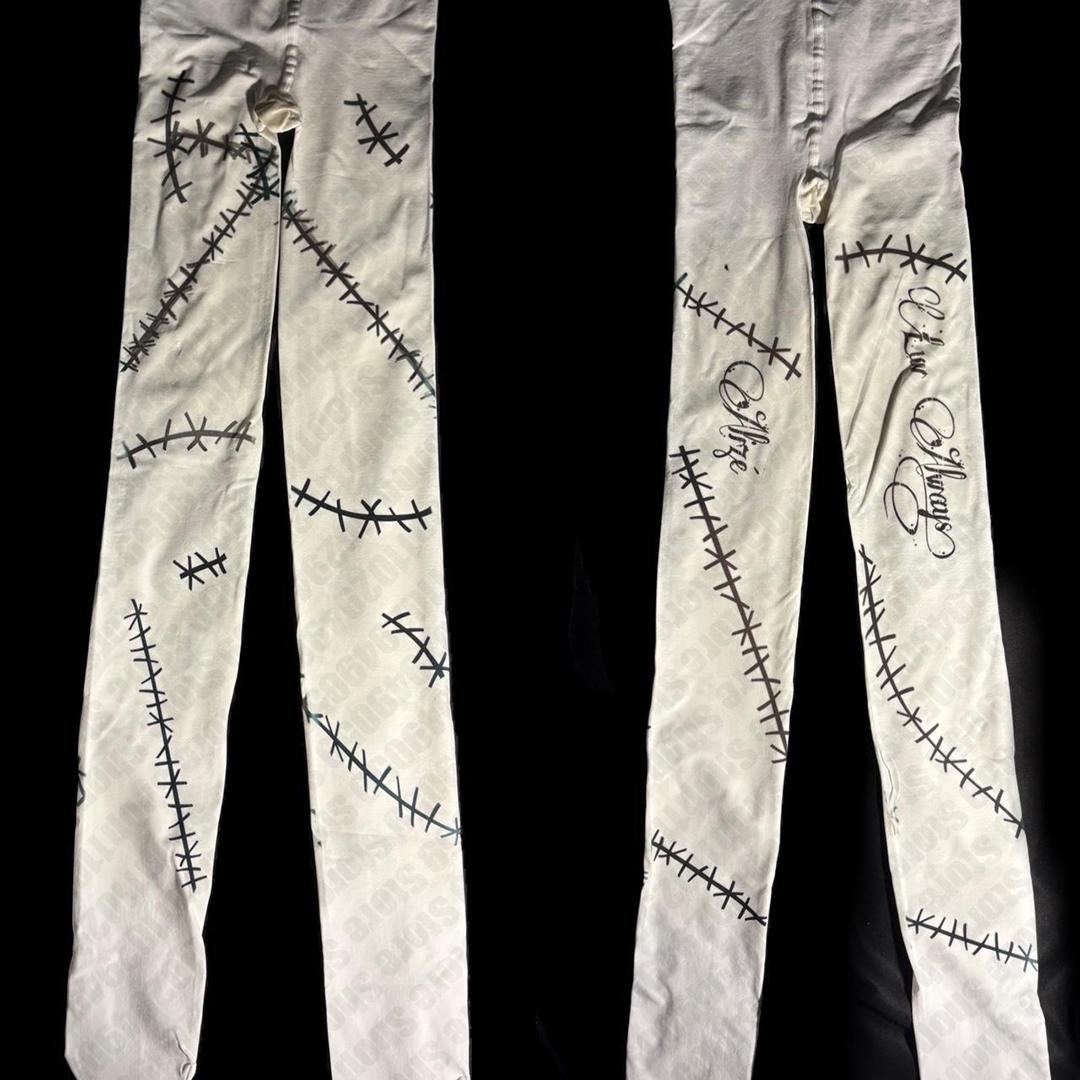 Ästhetische Y2K Harajuku Kawaii Weiße Buchstaben Print Lange Socken Damen Y2K Jk Cosplay Süße Strümpfe Schickes Streetwear 2000er Emo Mädchen One Size gray