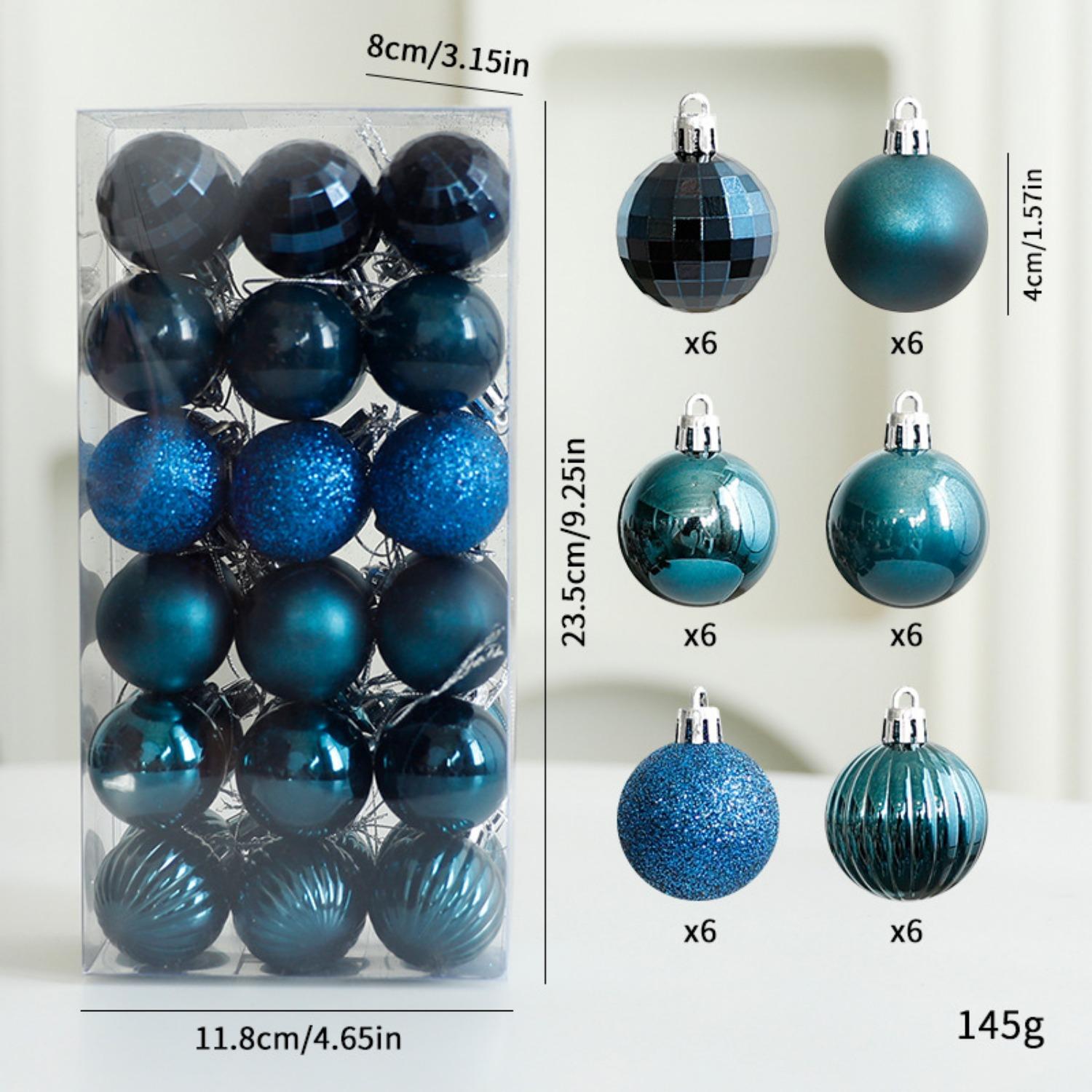 

Рождественские шары, 36 шт. 4 см елочные шары, большие рождественские подвесные шары, праздничные украшения для вечеринок, свадеб, серебристый темно-синий