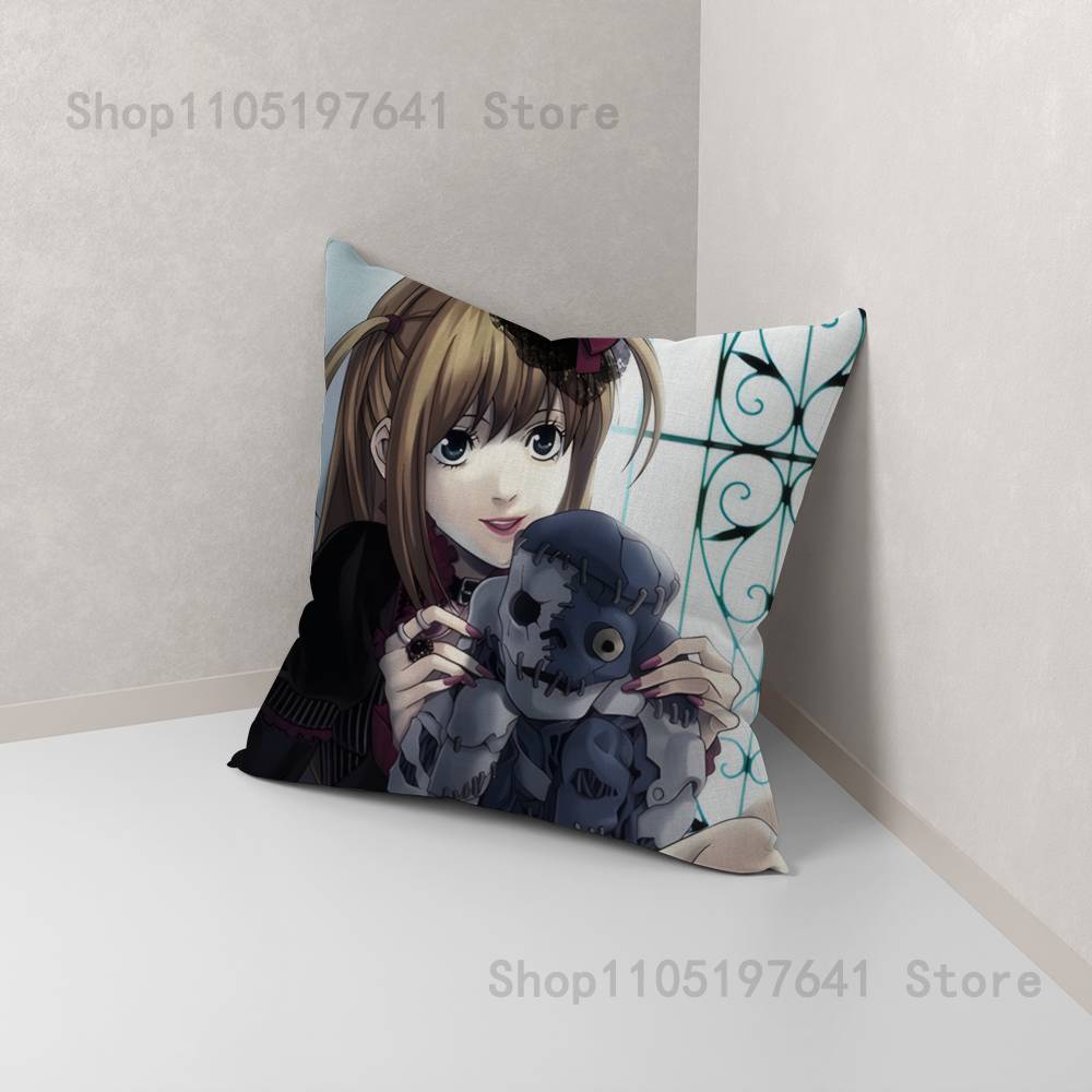 Misa D-Death N-Note Pillow Case For Sofa Decor Car Office Room Printing Cushion Cover Decorations and Protector