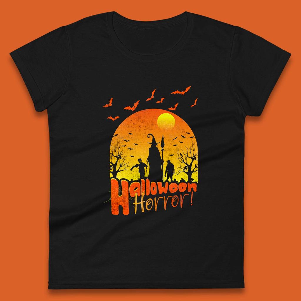 Halloween Horror Halloween Night Witch With Zombies Horror Scary Womens Tee T Shirt Mens Tops Unisex Top