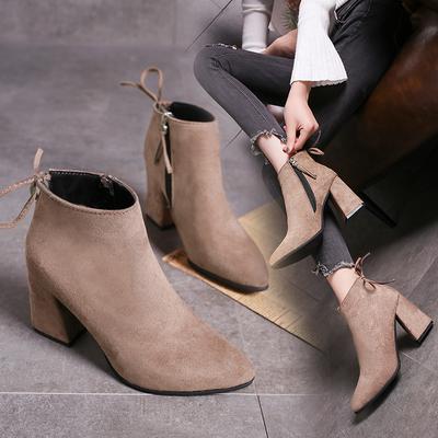 Moda Camurça Couro Ankle Boots Para Mulheres Quadrado Salto Alto Botas Femininas Calçados De Borracha 2024 Primavera Botas Botines Mujer 698