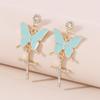 Sparkling Butterfly Drop Earrings with Tassels and Rhinestones