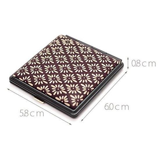 Inden-ya Inden Ladies Mirror 5015 Made Japan Leather Cosmetic Makeup (Wafu Wagara) Gifts. (Dragonfly (Black x Red))