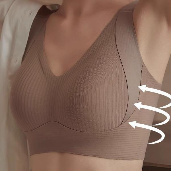 

Full Cup Adjustable Underwear Women Big Breasts Small Bra Anti-sagging Large Size Seamless Breasts Ladies Bra Thin 40/90BCD бежевий