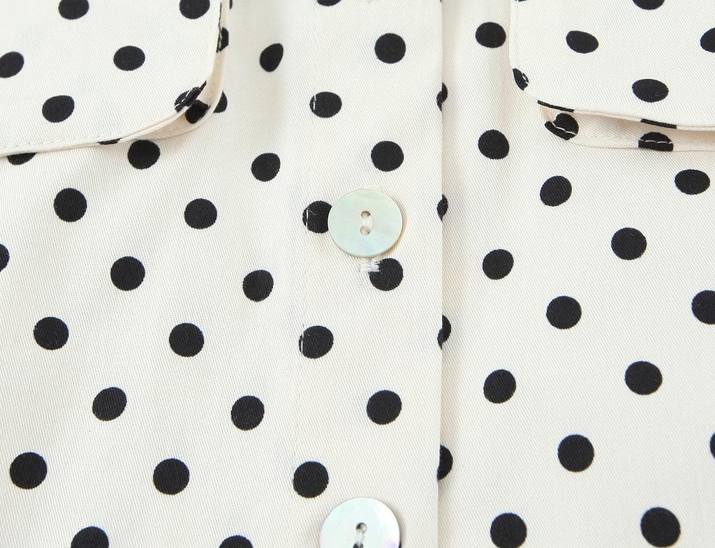 Frühling 2026 Europäisches Polka-Dot Hemdjacke & Mittellange Hosen Set