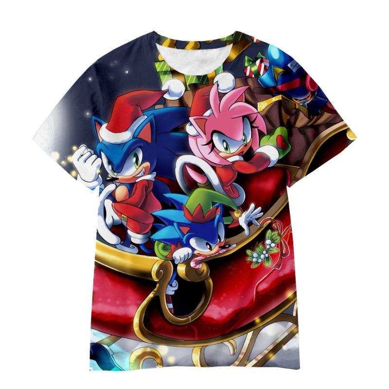 

2024 New Sports Short Sleeve Animated Sonic 3D Digital Printed T-shirt S
