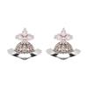 Studded Design Silver Plated Rhinestone Earrings Women Earrings 6201036S01P347A
