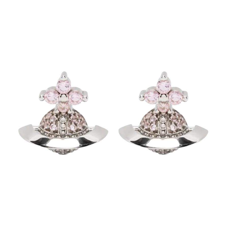 Vivienne Westwood Studded Design Silver Plated Rhinestone Earrings Women earrings 6201036S01P347A Basic Packaging-Dust Bag+Box