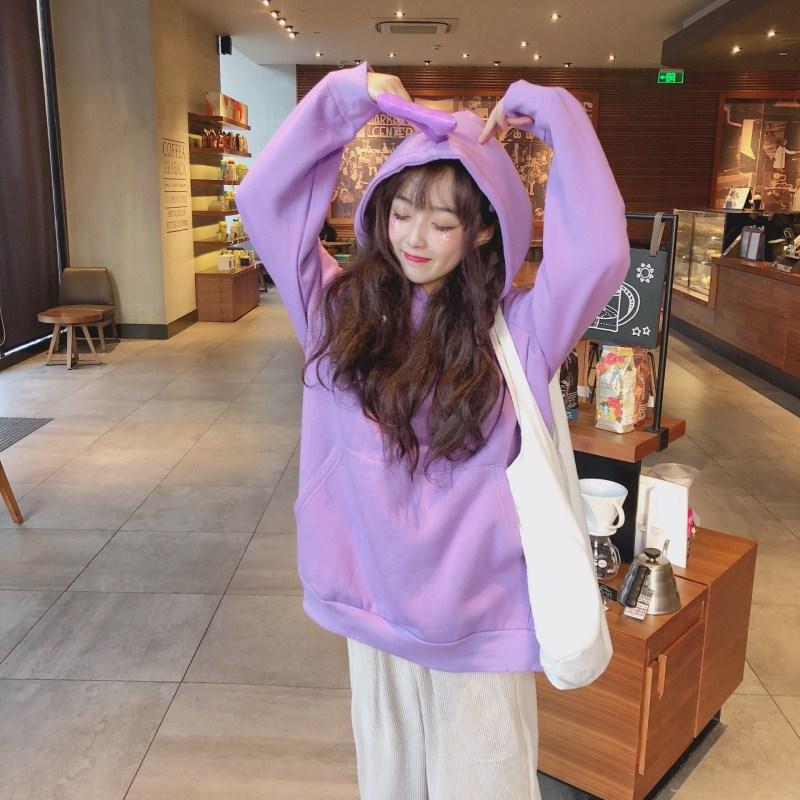 Women Warm Soft Hoodies Padded Hooded Sweater Women's Fall and Winter Retro Simple Literary Student Tops