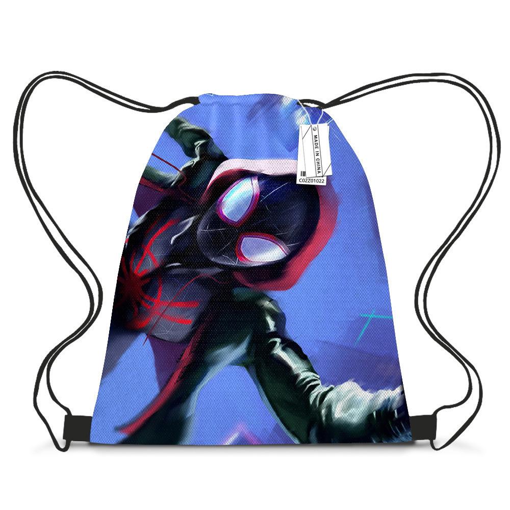Bundle Pocket Casual Bag Spider-Man Shoulder Cartoon Student Print Drawstring Backpack Storage Bag