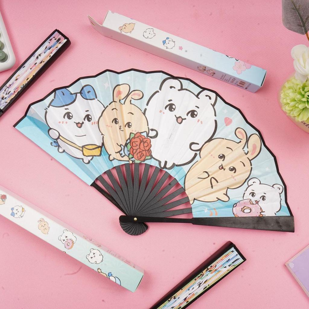 Creative Ji Yi Ka Wa 8-Inch Portable Cartoon Folding Fan - High-Value Summer Cool Internet Celebrity Fan.