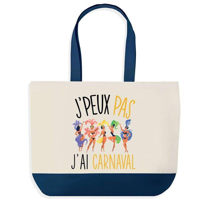 Tote bag - PLANETEE - J'peux pas Carnaval - fond bleu - coton - 40 x 45 cm