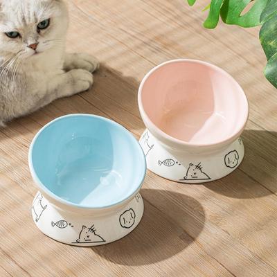 Cuenco de cerámica para gatos, recipiente para comida, superficie lisa, fácil de lavar y beber