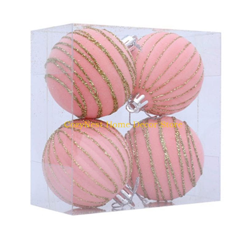 92MF 1 Box Flocking Ball Christmas Tree Decorations Multi Color Holiday Ornaments For Festival Home Party Decoration
