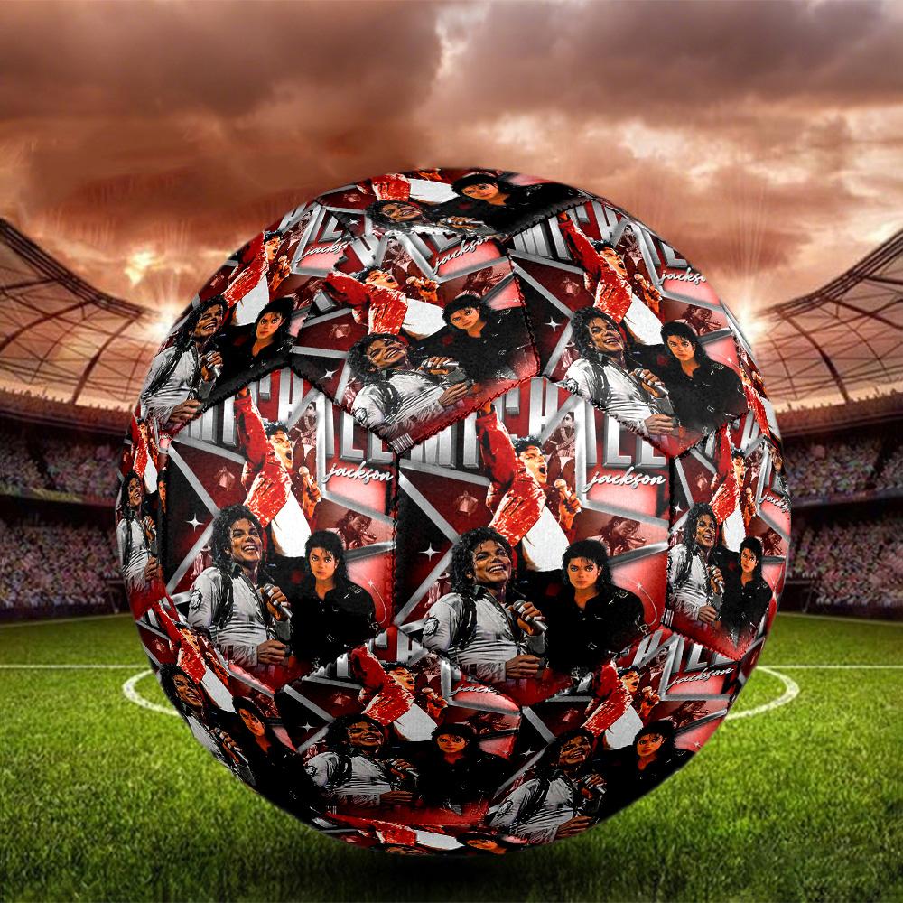 Michael Jackson Print Size 5 Soccer Ball, Standard Match Football for Sports Game and Team Practice, Ideal Gift for Soccer Fans