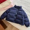 Children's Winter Thickened Stand-Up Collar Puffer Jacket for Older Kids—Solid Color, Simple Design, Outdoor Sports, Warm Outerwear