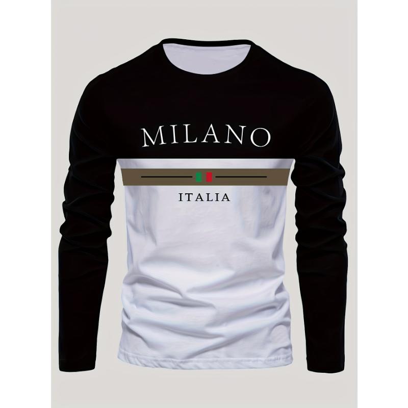 Camiseta De Manga Larga Con Estampado Informal Para Hombre, Transpirable, De Secado Rápido, Cómoda, Deportiva, Italiana, De Verano