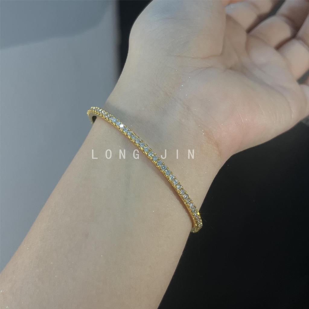 Laser Fritillary Full Diamond Four-Leaf Clover Brushed Bracelet Four-Piece Stacking Wear Explosive Light Luxury Premium Sense Pull-Up Jewelry