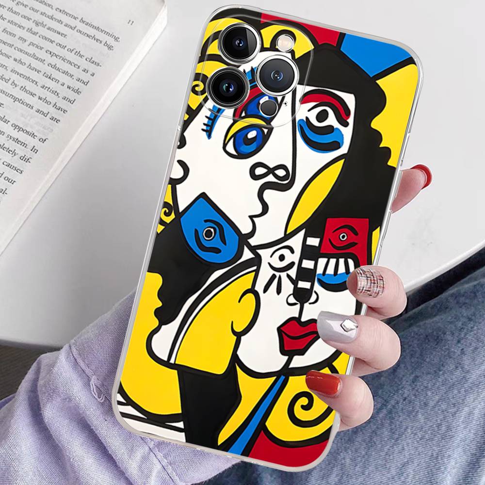 Picasso Abstract Art Transparent TPU Phone Case For IPhone 17 11 12 13 14 15 16 Pro Max 16 Plus Cover