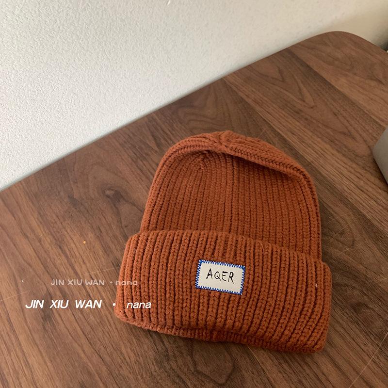 

Вязаная шапка с большой головой для женщин на осень и зиму, корейский стиль, универсальная защита ушей и теплая шерстяная шапка, подчеркивающая лицо, маленькие стопки шапок Adjustable