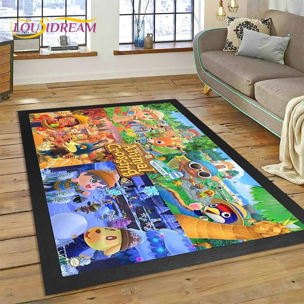 Niedlicher 3D-Cartoon-Teppich mit Animal Crossing New Horizons für Wohnzimmer, Schlafzimmer, Heimdekoration, rutschfeste Dekoration für Sofa, Kindergeschenk