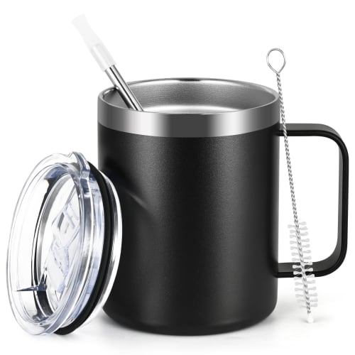 Livole Vacuum Insulated Mug, Insulated and Cold Cup, Stainless Steel Mug with Lid, Coffee Cup, Vacuum Mug, Double-Walled Thermos, Shatterproof, with S