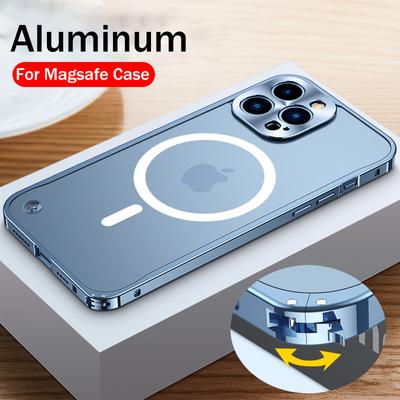 Metal Aluminum Alloy Frame for Magsafe Magnetic Wireless Charger Case for IPhone 14 15 Plus 13 Pro Max 12 Mini 14Pro Matte Cover