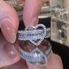 Huitan Unique Irregular Heart Designed Finger Rings for Women Bling Bling Cubic Zirconia Accessories Wedding Attractive