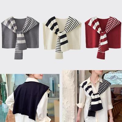 Versatile Stripes Shawl Lightweight Knitted Wrap New Neck Protection  for Women