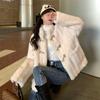 Autumn and Winter Women's Loose Collar Coat Thick Warm Horn Buckle Cotton-padded Jacket