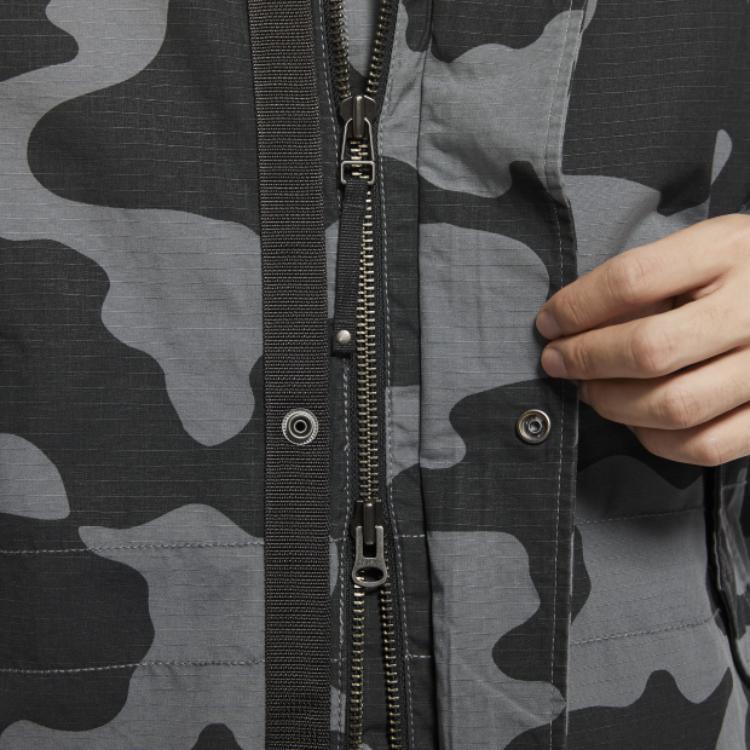 Nike Sportswear Camouflage Mid-Length Hooded Windbreaker Jacket Men Outerwear Dark-Grey CK2537-084
